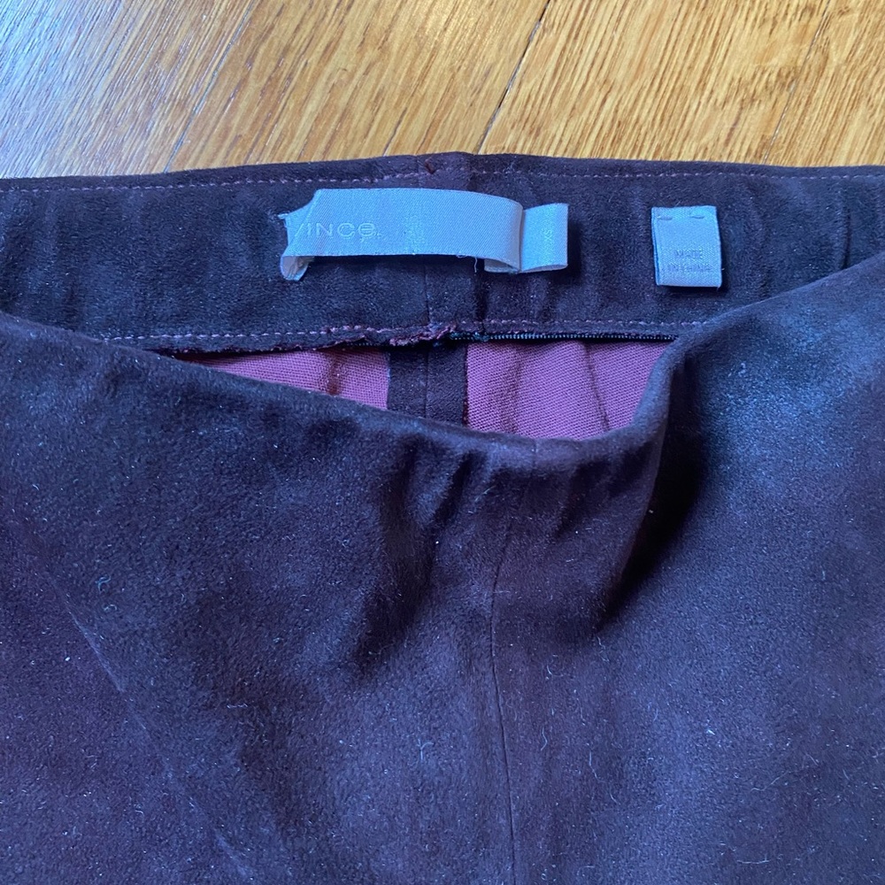 Vince Dark burgundy Stretch Suede Hem Crop Legging